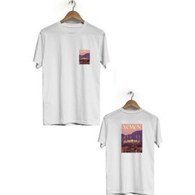 Hero Tasarım BLL361 Beyaz Yemen Ön Arka Baskılı Bisiklet Yaka Erkek T-shirt