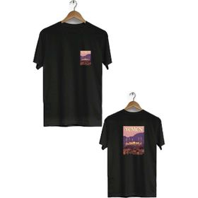 Hero Tasarım BLL361 Siyah Yemen Ön Arka Baskılı Bisiklet Yaka Erkek T-shirt