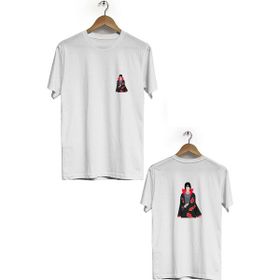 Hero Tasarım BLL373 Beyaz İtachi Naruto Ön Arka Baskılı Bisiklet Yaka Kısa Kollu Erkek T-shirt