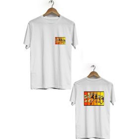 Hero Tasarım BLL446 Beyaz Uzumaki Naruto Ön Arka Baskılı Bisiklet Yaka Erkek T-shirt