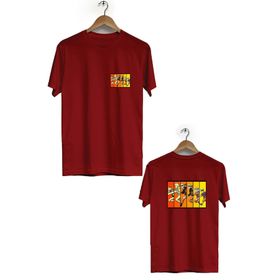 Hero Tasarım BLL446 Bordo Uzumaki Naruto Ön Arka Baskılı Bisiklet Yaka Erkek T-shirt