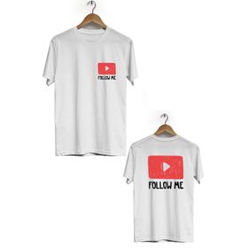Hero Tasarım BLL478 Beyaz Follow Me Ön Arka Baskılı Bisiklet Yaka Kısa Kollu Erkek T-shirt