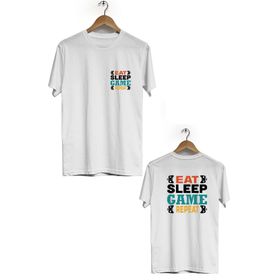 Hero Tasarım BLL489 Beyaz Game Ön Arka Baskılı Bisiklet Yaka Kısa Kollu Erkek T-shirt