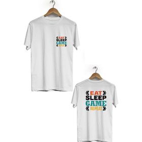 Hero Tasarım BLL489 Beyaz Game Ön Arka Baskılı Bisiklet Yaka Kısa Kollu Erkek T-shirt