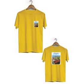 Hero Tasarım BLL508 Sarı İstanbul Ön Arka Baskılı Bisiklet Yaka Kısa Kollu Erkek T-shirt