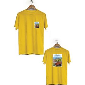 Hero Tasarım BLL508 Sarı İstanbul Ön Arka Baskılı Bisiklet Yaka Kısa Kollu Erkek T-shirt