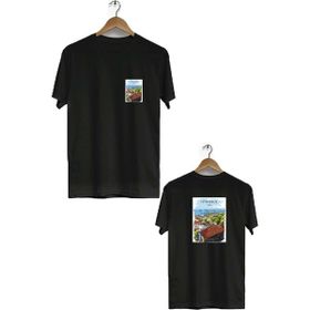 Hero Tasarım BLL508 Siyah İstanbul Ön Arka Baskılı Bisiklet Yaka Kısa Kollu Erkek T-shirt