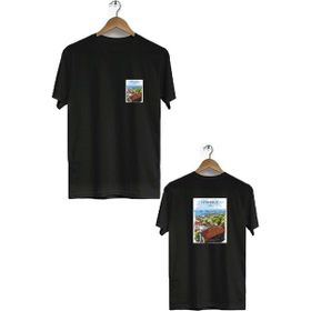 Hero Tasarım BLL508 Siyah İstanbul Ön Arka Baskılı Bisiklet Yaka Kısa Kollu Erkek T-shirt