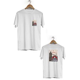 Hero Tasarım BLL509 Beyaz İstanbul Ön Arka Baskılı Bisiklet Yaka Kısa Kollu Erkek T-shirt