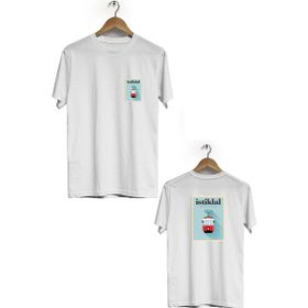 Hero Tasarım BLL510 Beyaz İstiklal Caddesi Ön Arka Baskılı Bisiklet Yaka Kısa Kollu Erkek T-shirt