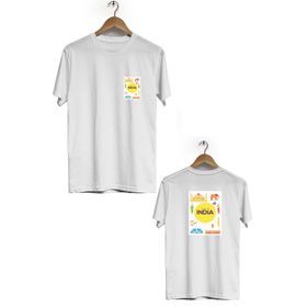 Hero Tasarım BLL515 Beyaz Hindistan Ön Arka Baskılı Bisiklet Yaka Erkek T-shirt