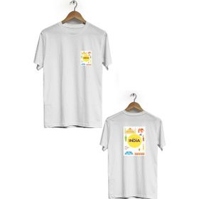 Hero Tasarım BLL515 Beyaz Hindistan Ön Arka Baskılı Bisiklet Yaka Erkek T-shirt
