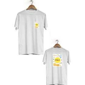 Hero Tasarım BLL519 Beyaz İtalya Ön Arka Baskılı Bisiklet Yaka Kısa Kollu Erkek T-shirt