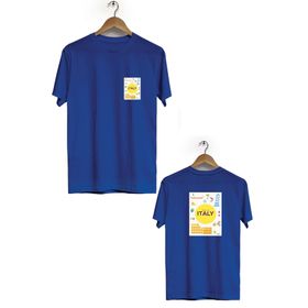 Hero Tasarım BLL519 Lacivert İtalya Ön Arka Baskılı Bisiklet Yaka Kısa Kollu Erkek T-shirt