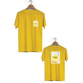 Hero Tasarım BLL519 Sarı İtalya Ön Arka Baskılı Bisiklet Yaka Kısa Kollu Erkek T-shirt
