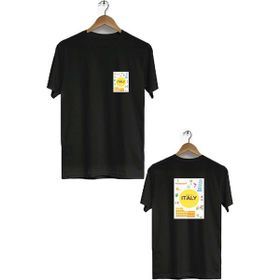 Hero Tasarım BLL519 Siyah İtalya Ön Arka Baskılı Bisiklet Yaka Kısa Kollu Erkek T-shirt