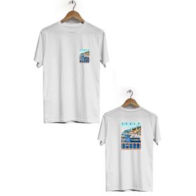 Hero Tasarım BLL533 Beyaz İtalya Ön Arka Baskılı Bisiklet Yaka Kısa Kollu Erkek T-shirt