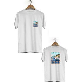 Hero Tasarım BLL533 Beyaz İtalya Ön Arka Baskılı Bisiklet Yaka Kısa Kollu Erkek T-shirt