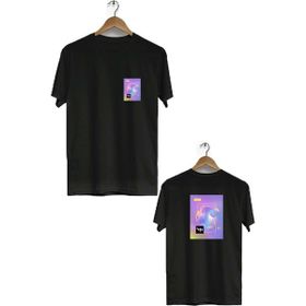 Hero Tasarım BLL555 Siyah Space Ön Arka Baskılı Erkek T-shirt