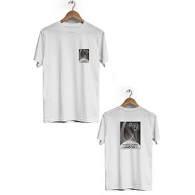 Hero Tasarım BLL562 Beyaz Moon Ön Arka Baskılı Bisiklet Yaka Kısa Kollu Erkek T-shirt
