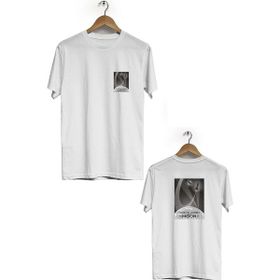 Hero Tasarım BLL562 Beyaz Moon Ön Arka Baskılı Bisiklet Yaka Kısa Kollu Erkek T-shirt
