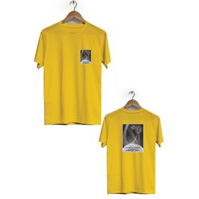 Hero Tasarım BLL562 Sarı Moon Ön Arka Baskılı Bisiklet Yaka Kısa Kollu Erkek T-shirt