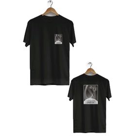 Hero Tasarım BLL562 Siyah Moon Ön Arka Baskılı Bisiklet Yaka Kısa Kollu Erkek T-shirt