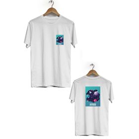 Hero Tasarım BLL573 Beyaz Uzay Ön Arka Baskılı Bisiklet Yaka Erkek T-shirt