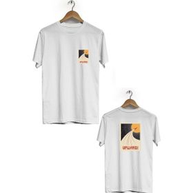 Hero Tasarım BLL582 Beyaz Upward Ön Arka Baskılı Bisiklet Yaka Erkek T-shirt