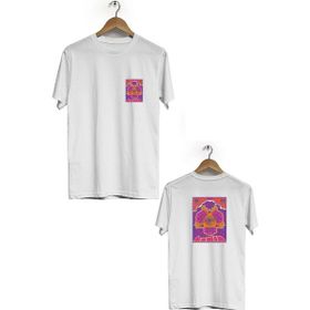Hero Tasarım BLL585 Beyaz Göz Ön Arka Baskılı Bisiklet Yaka Kısa Kollu Erkek T-shirt