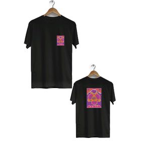 Hero Tasarım BLL585 Siyah Göz Ön Arka Baskılı Bisiklet Yaka Kısa Kollu Erkek T-shirt