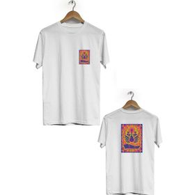 Hero Tasarım BLL588 Beyaz Love Ön Arka Baskılı Bisiklet Yaka Erkek T-shirt