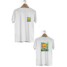 Hero Tasarım BLL589 Beyaz Yaz Festivali Ön Arka Baskılı Bisiklet Yaka Erkek T-shirt