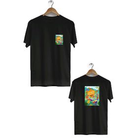 Hero Tasarım BLL589 Siyah Yaz Festivali Ön Arka Baskılı Bisiklet Yaka Erkek T-shirt