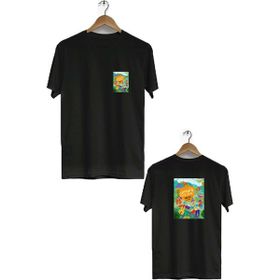 Hero Tasarım BLL589 Siyah Yaz Festivali Ön Arka Baskılı Bisiklet Yaka Erkek T-shirt