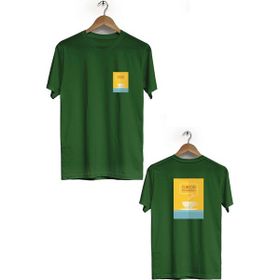 Hero Tasarım BLL617 Haki Good Morning Ön Arka Baskılı Bisiklet Yaka Kısa Kollu Erkek T-shirt