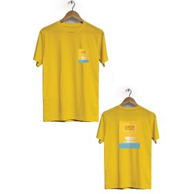 Hero Tasarım BLL617 Sarı Good Morning Ön Arka Baskılı Bisiklet Yaka Kısa Kollu Erkek T-shirt