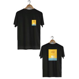 Hero Tasarım BLL617 Siyah Good Morning Ön Arka Baskılı Bisiklet Yaka Kısa Kollu Erkek T-shirt