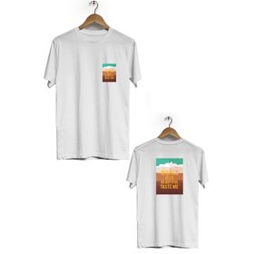 Hero Tasarım BLL618 Beyaz World Ön Arka Baskılı Erkek T-shirt