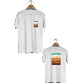 Hero Tasarım BLL618 Beyaz World Ön Arka Baskılı Erkek T-shirt