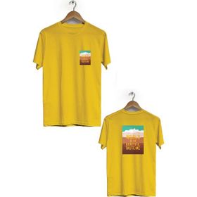 Hero Tasarım BLL618 Sarı World Ön Arka Baskılı Erkek T-shirt