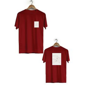 Hero Tasarım BLL621 Bordo Yaprak Ön Arka Baskılı Bisiklet Yaka Erkek T-shirt