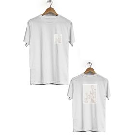 Hero Tasarım BLL622 Beyaz Lale Ön Arka Baskılı Bisiklet Yaka Erkek T-shirt