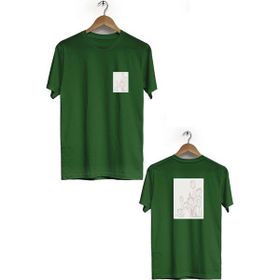 Hero Tasarım BLL622 Haki Lale Ön Arka Baskılı Bisiklet Yaka Erkek T-shirt