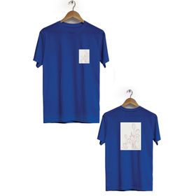 Hero Tasarım BLL622 Lacivert Lale Ön Arka Baskılı Bisiklet Yaka Erkek T-shirt
