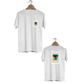 Hero Tasarım BLL627 Beyaz Geometrik Ön Arka Baskılı Bisiklet Yaka Erkek T-shirt