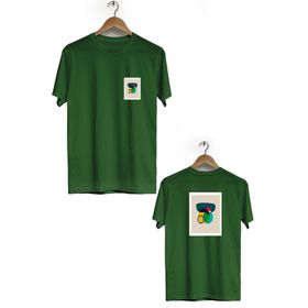 Hero Tasarım BLL627 Haki Geometrik Ön Arka Baskılı Bisiklet Yaka Erkek T-shirt