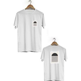 Hero Tasarım BLL637 Beyaz Marjinal Ön Arka Baskılı Bisiklet Yaka Erkek T-shirt