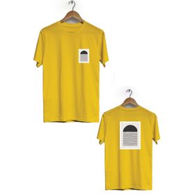 Hero Tasarım BLL637 Sarı Marjinal Ön Arka Baskılı Bisiklet Yaka Erkek T-shirt