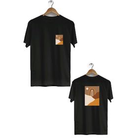 Hero Tasarım BLL649 Siyah Marjinal Ön Arka Baskılı Bisiklet Yaka Erkek T-shirt